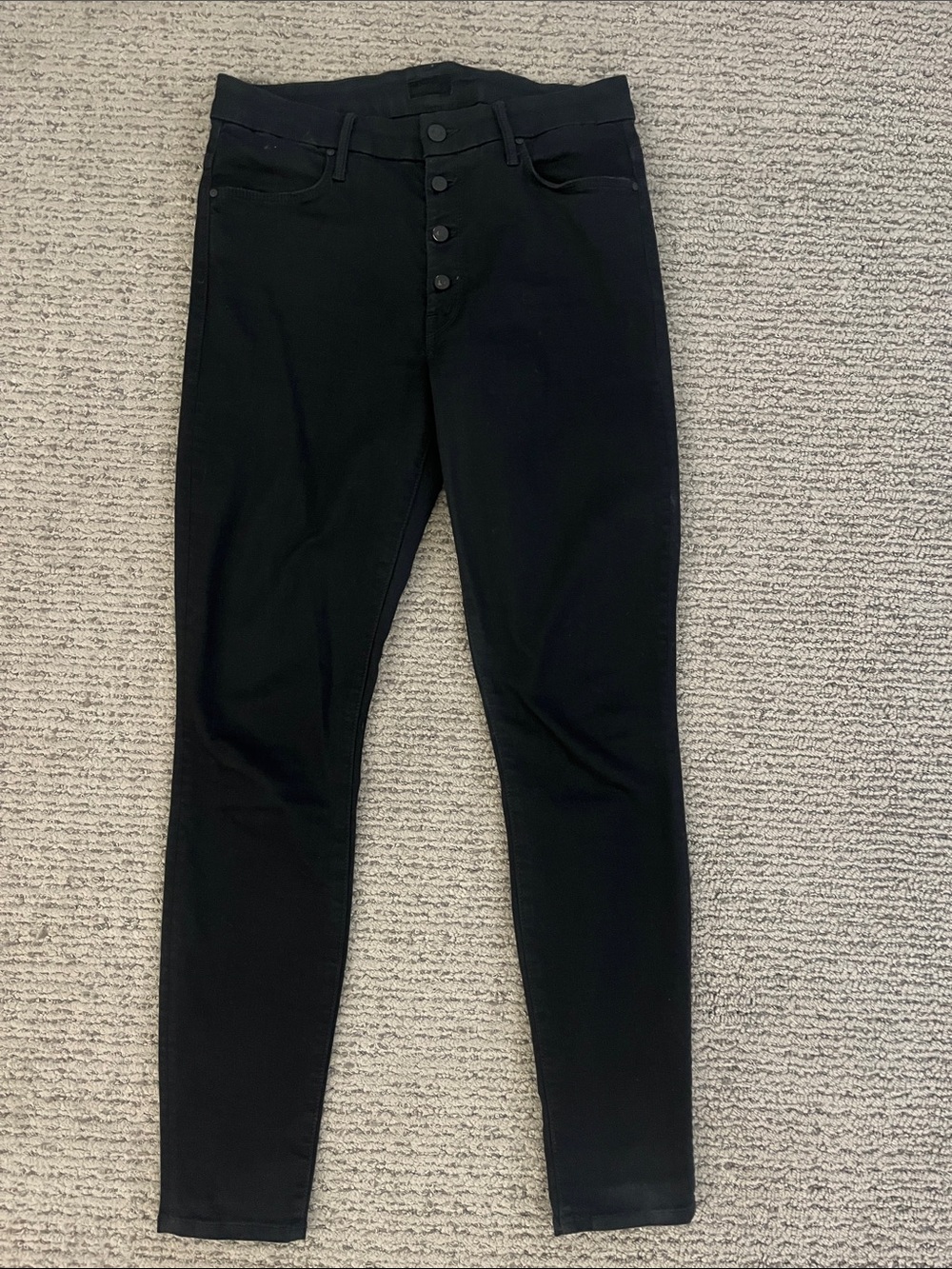 MOTHER The Rambler Black High Waist Ankle Length Straight Leg Jeans